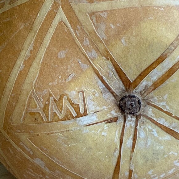 Vintage Hand-Carved Peru Native American Gourd With Intricate Geometric Patterns - Picture 8 of 10
